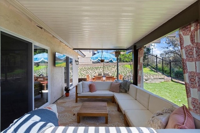 view of patio with an outdoor living space