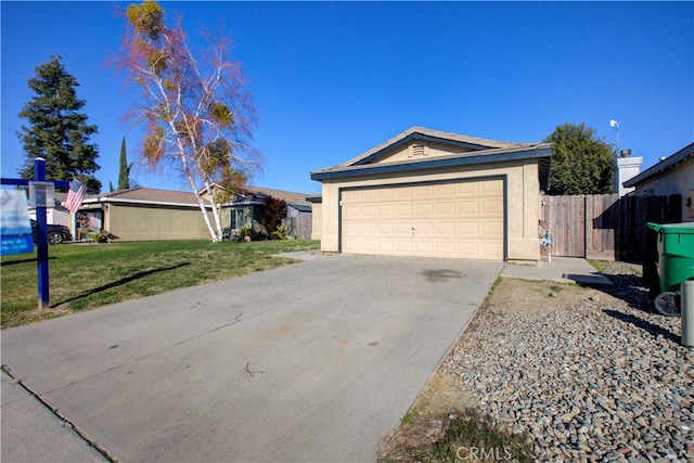 view of front facade with a front lawn and a garage