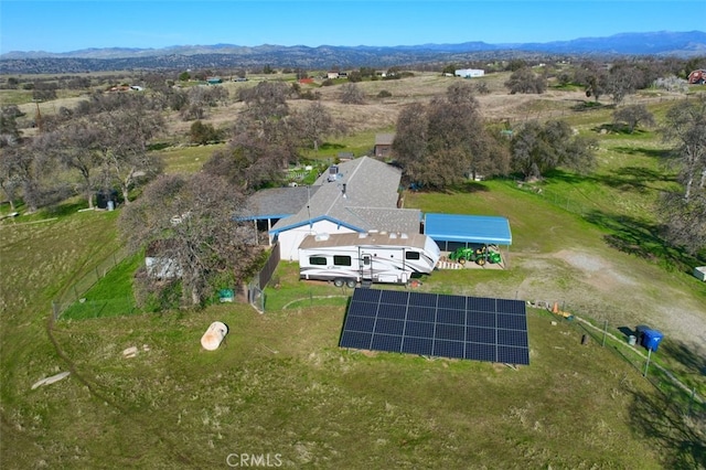 aerial view with a mountain view