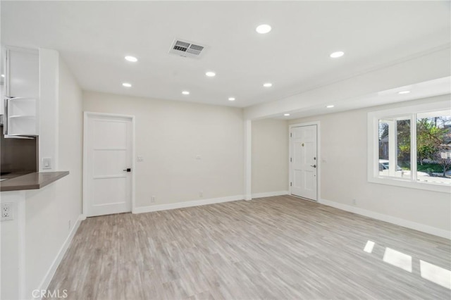 unfurnished living room featuring light hardwood / wood-style floors