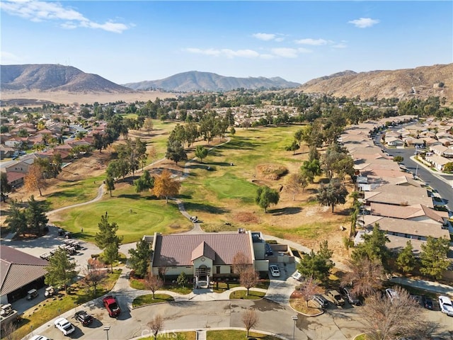 drone / aerial view featuring a mountain view