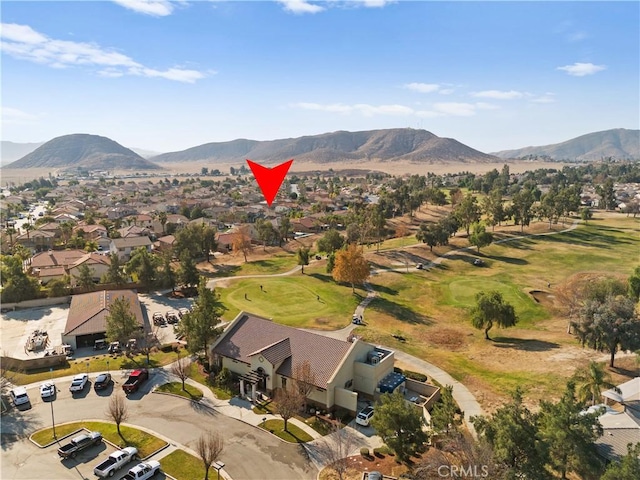 bird's eye view featuring a residential view and a mountain view