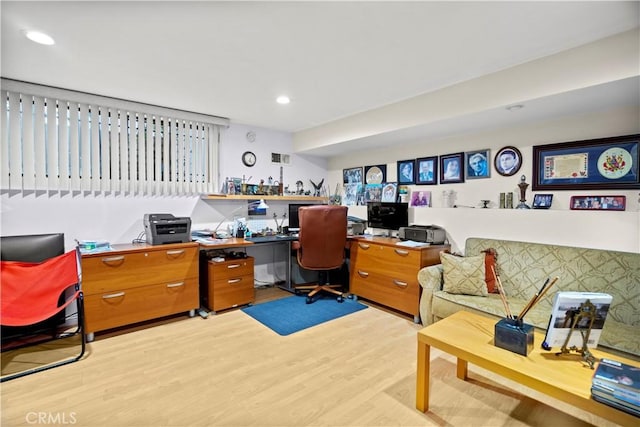 office featuring light hardwood / wood-style flooring