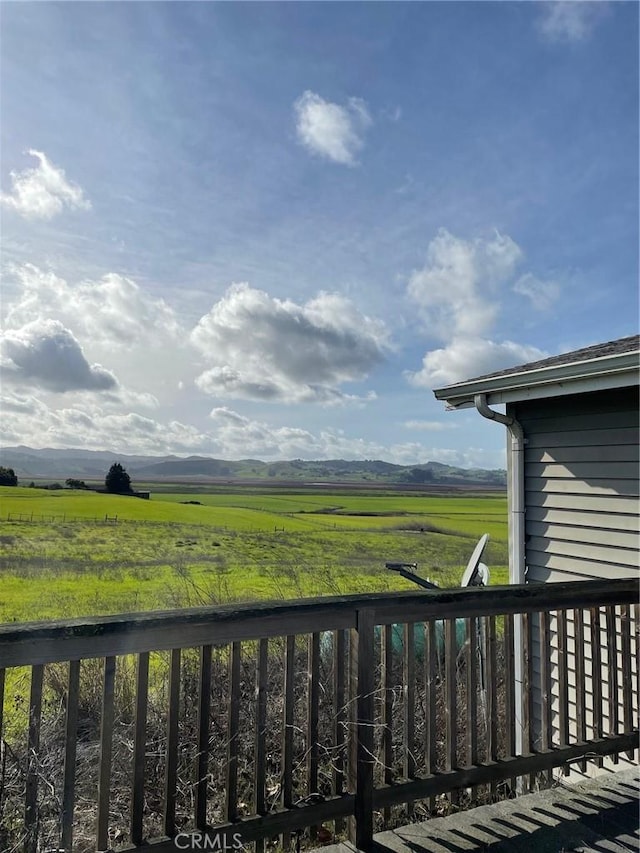 deck featuring a rural view