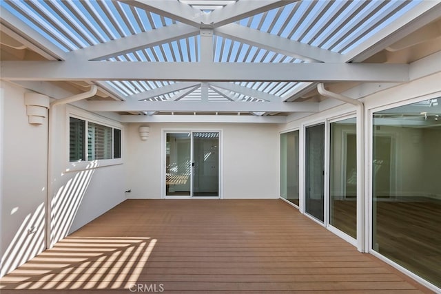 deck featuring a pergola