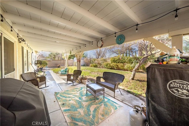 view of patio featuring grilling area and an outdoor hangout area