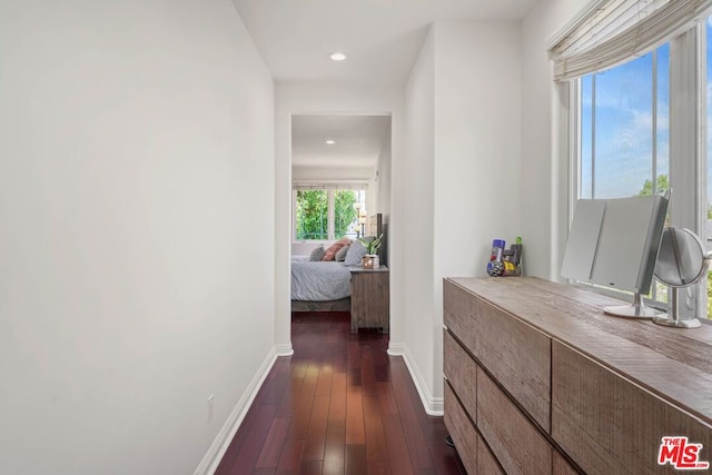 hallway featuring dark hardwood / wood-style flooring