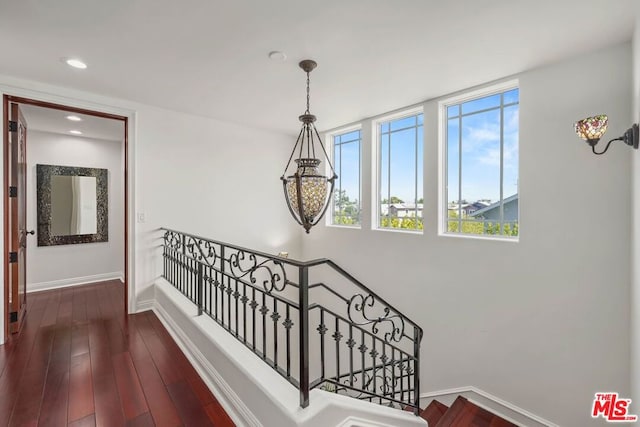 stairs with hardwood / wood-style floors