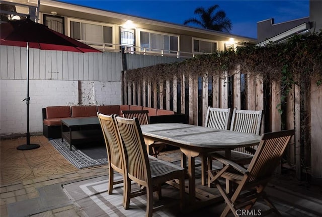 view of patio featuring an outdoor living space