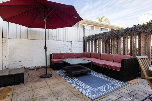 view of patio / terrace with an outdoor living space