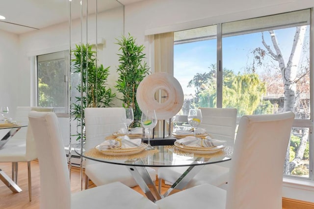 dining area featuring hardwood / wood-style floors and plenty of natural light