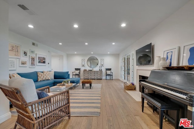 living room with light wood-type flooring