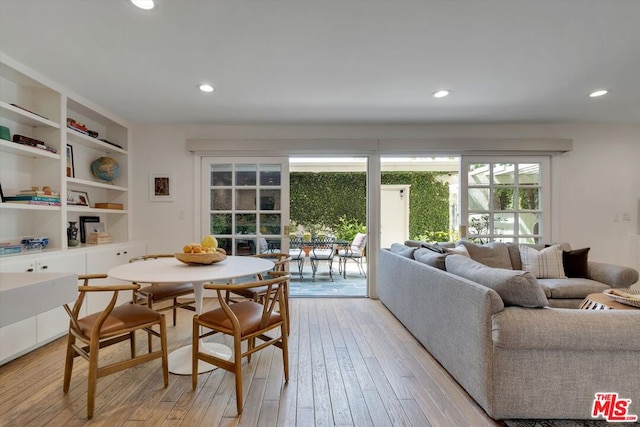 living room with light wood-type flooring