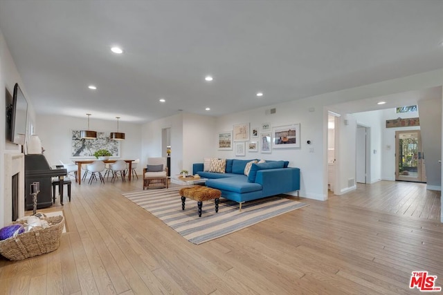 living room featuring light hardwood / wood-style floors