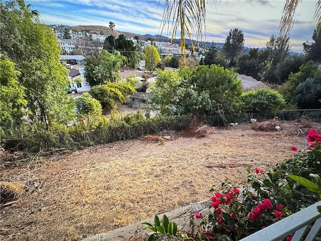 view of yard featuring a mountain view