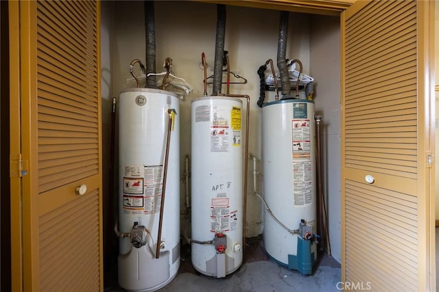 utility room with water heater