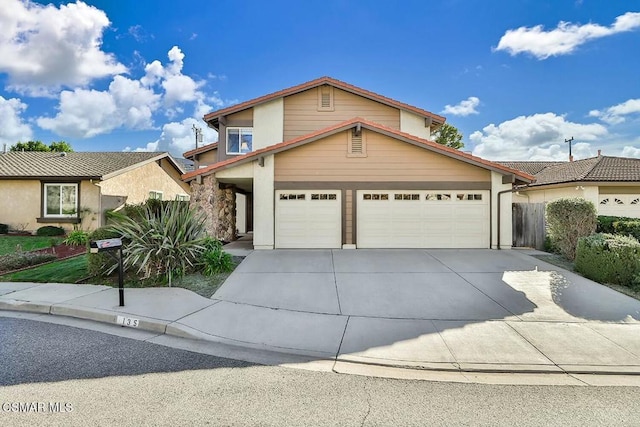 front facade with a garage