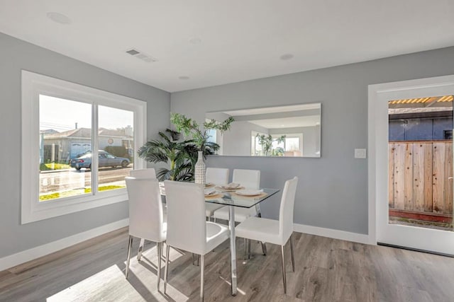 dining area featuring light hardwood / wood-style floors