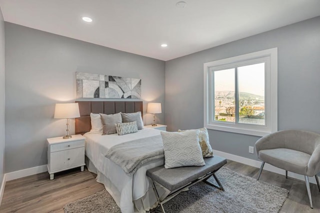 bedroom with hardwood / wood-style flooring