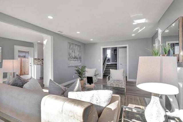 living room featuring wood-type flooring