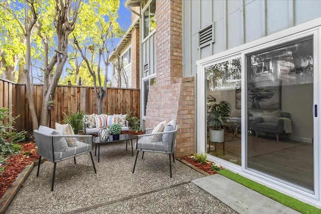 view of patio with an outdoor hangout area