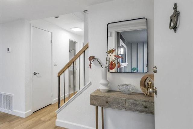 interior space with light hardwood / wood-style floors