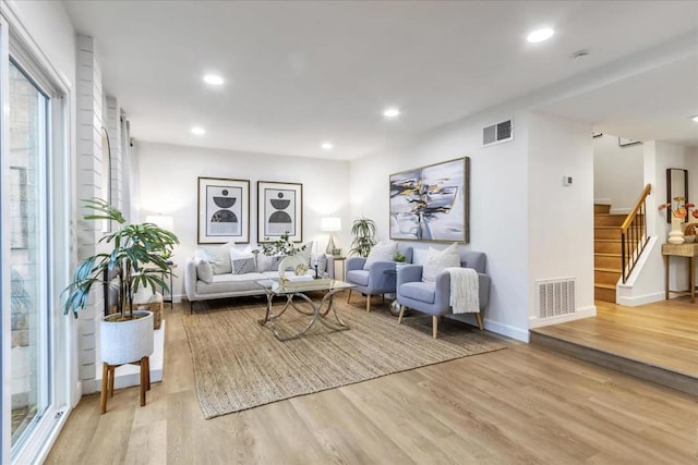 living room featuring light hardwood / wood-style floors