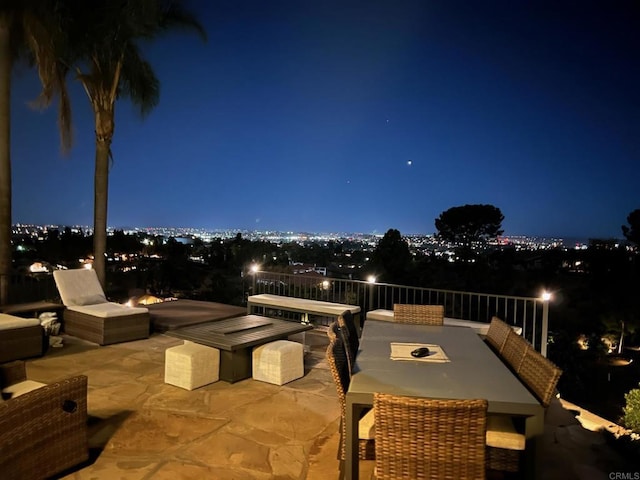 view of patio at twilight