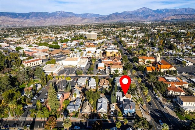 aerial view with a mountain view