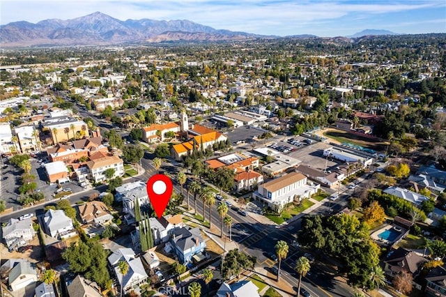 drone / aerial view with a mountain view