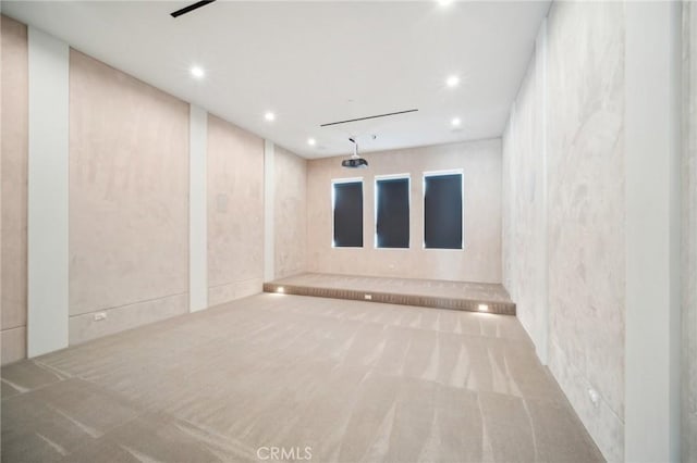 unfurnished room featuring carpet flooring and recessed lighting