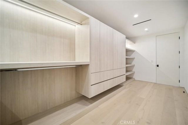 spacious closet with light wood-type flooring