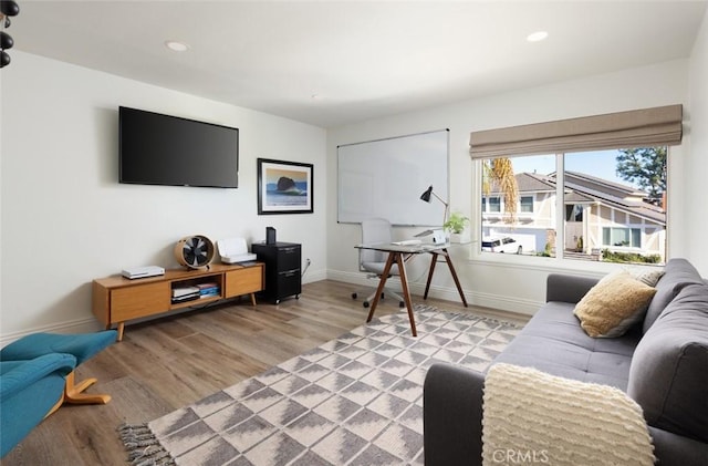 living room with light wood-type flooring