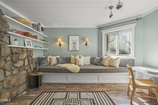 living area featuring dark hardwood / wood-style floors