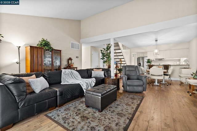 living room featuring light hardwood / wood-style flooring