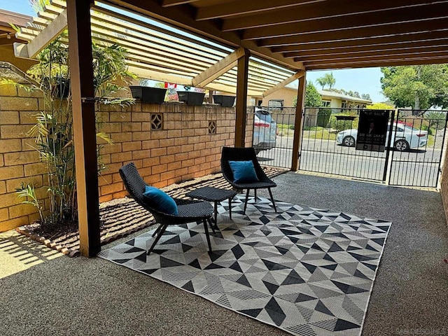 view of patio / terrace featuring a pergola