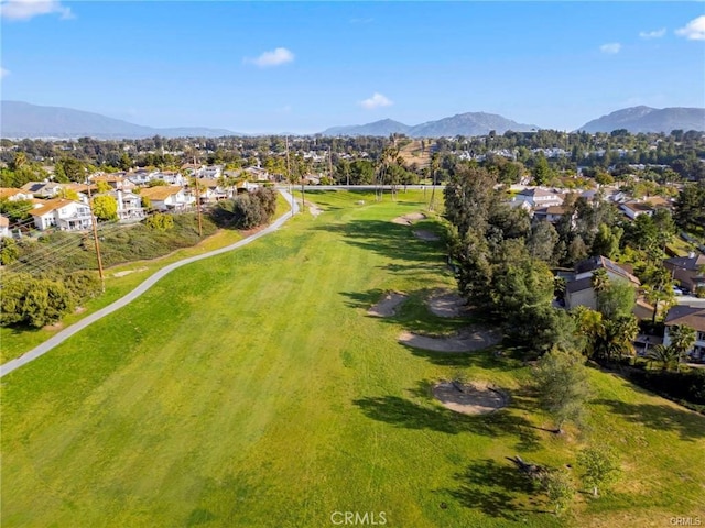 drone / aerial view with a mountain view