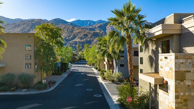 view of street with a mountain view