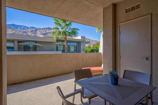 balcony with a mountain view