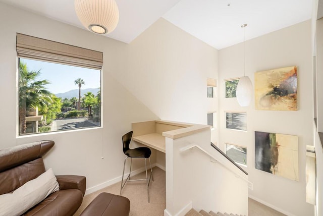 view of carpeted home office