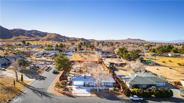 aerial view with a mountain view