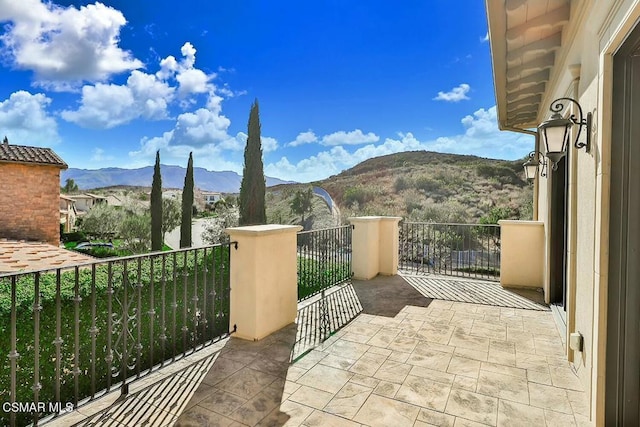 balcony with a mountain view