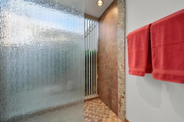 bathroom featuring walk in shower