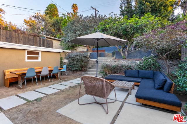 view of patio / terrace with an outdoor living space