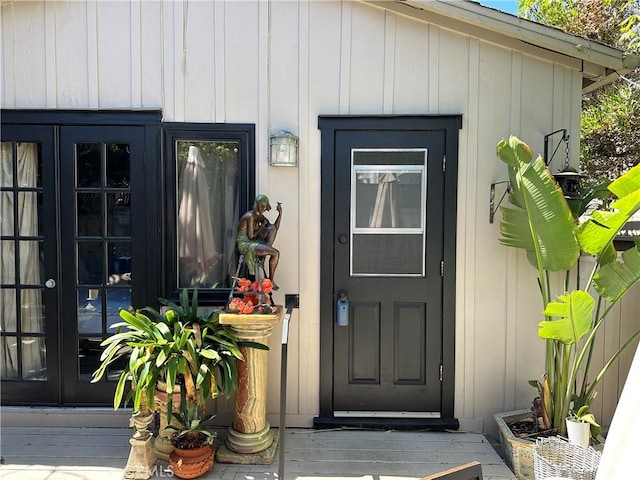 view of exterior entry with french doors