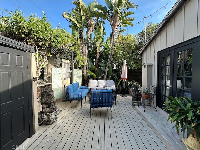 deck featuring an outdoor living space