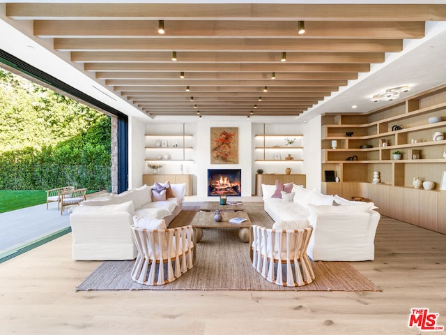 interior space featuring an outdoor living space with a fireplace