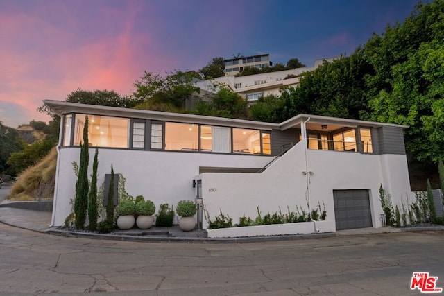 contemporary home with a garage