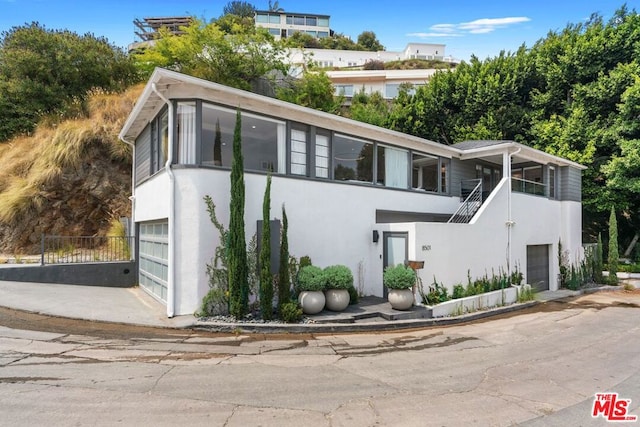 contemporary home with a garage