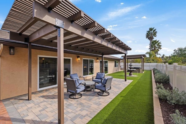 view of patio featuring a pergola